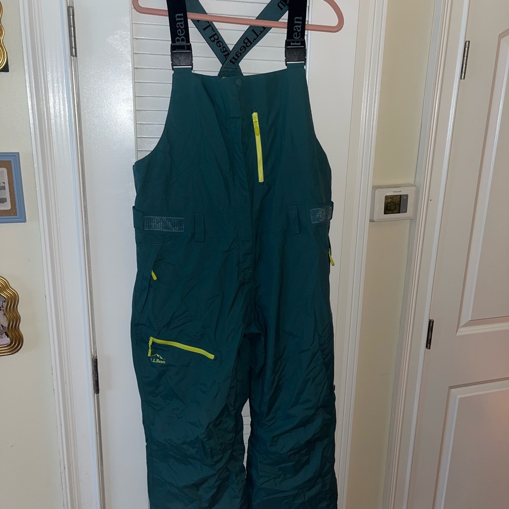 NWT L.L.Bean Wildcat Bib Pant Storm Teal XL Insulated Snow Ski Overalls